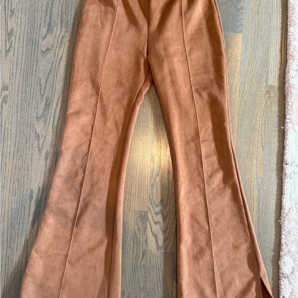 Francesca’s faux suede flare pants